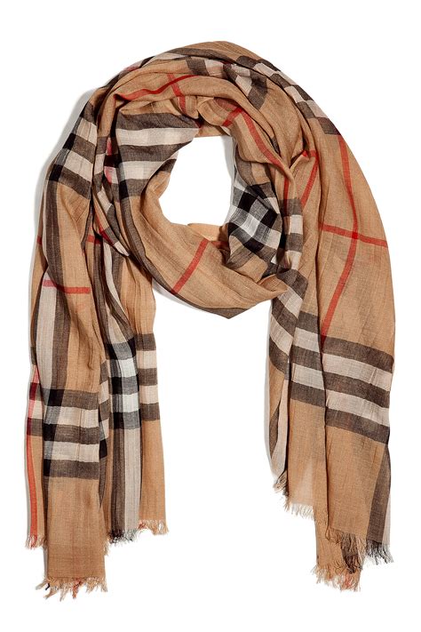 burberry giant check gauze scarf camel|Burberry Gauze Check Scarf, Camel .